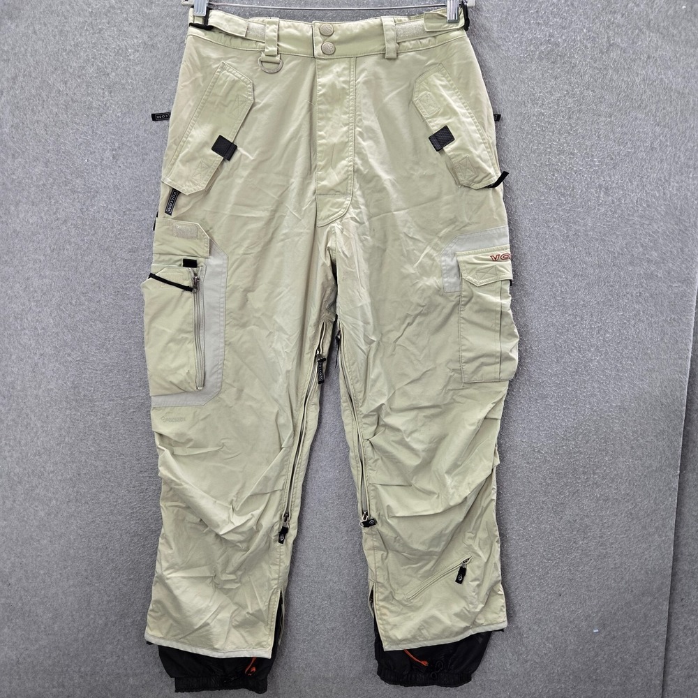 Volcom Men Activewear Pants S Beige Snowboarding Ski V Line 30 in Inseam READ
